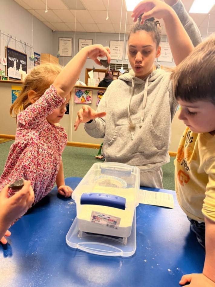 Teacher and 2 children moon craters